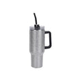 White Rhinestone Water Bottle with Straw 40 oz - Sticky add to cart bar