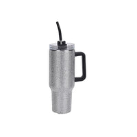 White Rhinestone Water Bottle with Straw 40 oz