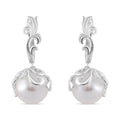 White Shell Pearl Earrings in Silvertone and Stainless Steel - Sticky add to cart bar