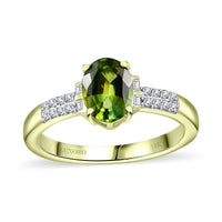 Luxoro 14K Green Gold AAA Natural Calabar Green Tourmaline, Diamond (G-H, I2) Ring (Size 10.0) 1.25 ctw
