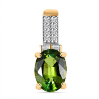 Luxoro 14K Green Gold AAA Natural Arikanga Tourmaline and I2 Diamond Pendant without Chain 1.30 ctw