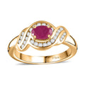Montepuez Ruby and White Zircon Ring in 18K Vermeil Yellow Gold Over Sterling Silver (Size 10.0) 0.90 ctw - Sticky add to cart bar
