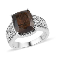Zawadi Golden Sapphire Solitaire Ring in Stainless Steel (Size 7) 7.25 ctw