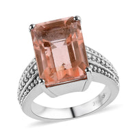 Morganique Quartz (Triplet) 8.40 ctw Solitaire Ring in Stainless Steel (Size 10.0)