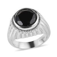 Thai Black Spinel Solitaire Ring in Stainless Steel (Size 10.0) 4.50 ctw