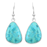 Blue Turquoise Earrings in Sterling Silver 30.00 ctw