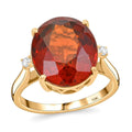 Ankurs Treasure Chest Certified & Appraised Luxoro 10K Yellow Gold AAA Tanzanian Sunlit Garnet, Diamond (I2) Ring (Size 7.0) 9.15 ctw - Sticky add to cart bar