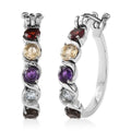 African Amethyst Hoop Earrings in Stainless Steel 2.10 ctw - Sticky add to cart bar