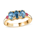 Luxoro 14K Yellow Gold AAA Santa Maria Aquamarine, AAA Mahenge Spinel Ring (Size 10.0) 1.70 ctw - Sticky add to cart bar