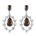 Zawadi Chocolate Sapphire and White Topaz Candle Chandelier Earrings in Rhodium Over Sterling Silver 16.00 ctw - Sticky add to cart bar