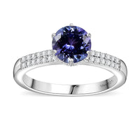 Tanzanite, White Zircon Ring in Rhodium Over Sterling Silver (Size 10.0) 1.70 ctw