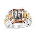 Montezuma Prasiolite, Moissanite Men's Ring in Sterling Silver (Size 10.0) 3.40 ctw - Sticky add to cart bar
