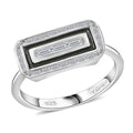 Clarte Black Tie Collection Moissanite and Black Enameled Ring in Platinum Over Sterling Silver 0.35 ctw - Sticky add to cart bar