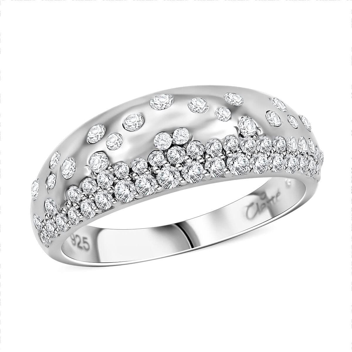 Clarte Sul Mare Collection Moissanite Ring in Platinum Over Sterling Silver (Size 10.0) 0.60 ctw