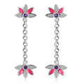 African Amethyst, White Zircon Dangling Earrings in rhodium Sterling Silver 0.60 ctw - Sticky add to cart bar