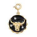 Moissanite and Enameled Taurus Zodiac Charm in 18K Vermeil YG Over Sterling Silver - Sticky add to cart bar