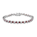 Premium Red Sapphire, Moissanite Art Deco Bracelet in Rhodium Over Sterling Silver (7.25 In) 8.50 ctw - Sticky add to cart bar