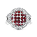 Sanguine Sapphire, White Zircon Cluster Ring in Rhodium Over Sterling Silver (Size 10.0) 3.35 ctw - Sticky add to cart bar
