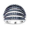 Blue Diamond (IR) Ring in Platinum Over Sterling Silver (Size 6.0) 1.50 ctw - Sticky add to cart bar