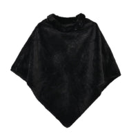 Black Faux Fur Collar Shawl (40.94"x32.67")