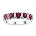Sanguine Sapphire, White Zircon Band Ring in Rhodium Over Sterling Silver (Size 10.0) 1.50 ctw - Sticky add to cart bar