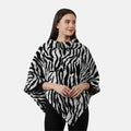 Black and White Tiger Print 100% Polyester Shawl (40.9"x32.6") - Sticky add to cart bar