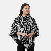 Black and White Tiger Print 100% Polyester Shawl (40.9"x32.6")