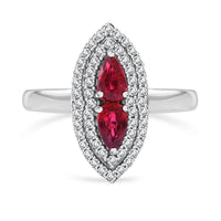 Sanguine Sapphire and White Zircon Ring in Rhodium Over Sterling Silver 1.00 ctw