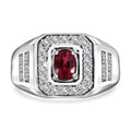 Sanguine Sapphire, Moissanite Men's Ring in Rhodium Over Sterling Silver (Size 10.0) 1.35 ctw - Sticky add to cart bar