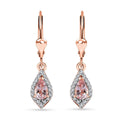 Premium Pink Morganite and Moissanite Lever Back Drop Earrings in 18K Vermeil Rose Gold Over Sterling Silver 1.10 ctw - Sticky add to cart bar