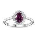 Radiant Ember Garnet, Diamond Ring in Rhodium Over Sterling Silver (Size 10.0) 0.60 ctw - Sticky add to cart bar