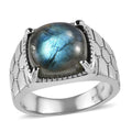 Malagasy Labradorite Men's Ring in Stainless Steel (Size 10.0) 6.85 ctw - Sticky add to cart bar