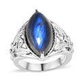Malagasy Labradorite Solitaire Ring in Stainless Steel (Size 10.0) 7.30 ctw - Sticky add to cart bar