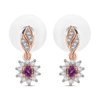 Radiant Ember Garnet and White Zircon Natures Majesty Earrings in 18K Vermeil Rose Gold Over Sterling Silver 0.70 ctw