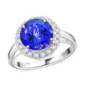 Certified & Appraised Rhapsody 950 Platinum AAAA Tanzanite, Diamond (E-F, VS) (0.30 cts) Ring (Size 10.0) (6.20 g) 3.00 ctw - Sticky add to cart bar