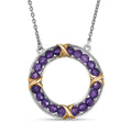 Karis African Amethyst 10.00 ctw Circle Necklace 18K YG Plated, Platinum Bond and Stainless Steel 18 Inches - Sticky add to cart bar