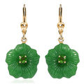 Green Jade Carved, Chrome Diopside Floral Lever Back Earrings in 18K Vermeil YG Over Sterling Silver 37.75 ctw - Sticky add to cart bar