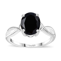 Thai Black Spinel 3.30 ctw Infinity Shank Ring in Sterling Silver (Size 10.0)