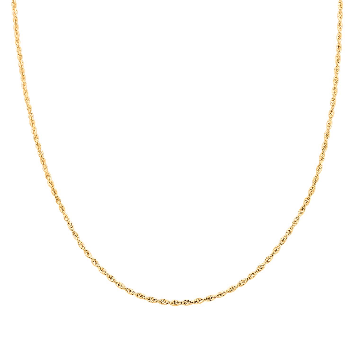 18K Yellow Gold 1.5mm Rope Chain Necklace 20 Inches 1.60 Grams