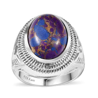 Karis Tiger's Eye 5.85 ctw Men's Ring in Platinum Bond