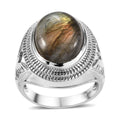 Karis Malagasy Labradorite Men's Ring in Platinum Bond (Size 10.0) 10.25 ctw - Sticky add to cart bar