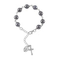 Terahertz 60.00 ctw Beaded Rosary Bracelet in Silvertone and Stainless Steel (7.0-9.0In) - Sticky add to cart bar