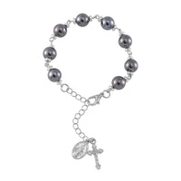 Terahertz 60.00 ctw Beaded Rosary Bracelet in Silvertone and Stainless Steel (7.0-9.0In)