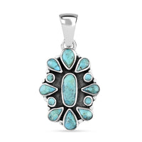 Santa Fe Style Kingman Turquoise Pendant in Sterling Silver 5.90 ctw