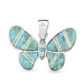 Santa Fe Style Turquoise, Opal Butterfly Pendant in Sterling Silver 11.00 ctw - Sticky add to cart bar