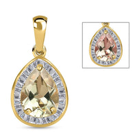 Luxoro AAA Turkizite and Diamond 2.60 ctw Halo Pendant in 10K Yellow Gold