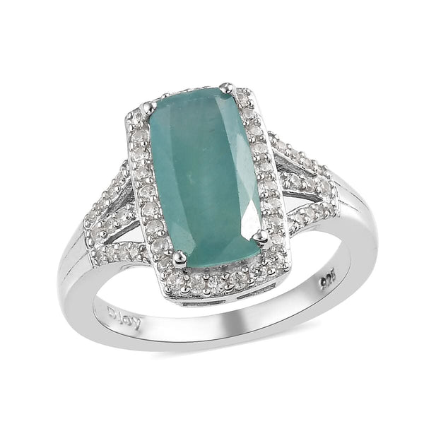 Premium Grandidierite and Natural White Zircon Split Shank Ring in Platinum Over Sterling Silver 3.00 ctw - Product card gallery slide 1 (9431250993407)
