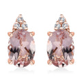 D'Joy Premium Pink Morganite and Moissanite 1.75 ctw Stud Earrings in 18K Vermeil Rose Gold Over Sterling Silver - Sticky add to cart bar