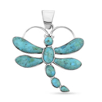 Santa Fe Style Kingman Turquoise Pendant in Sterling Silver 7.65 ctw