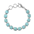 Santa Fe Style Turquoise Bracelet with Sterling Silver Links (7.50 In) - Sticky add to cart bar
